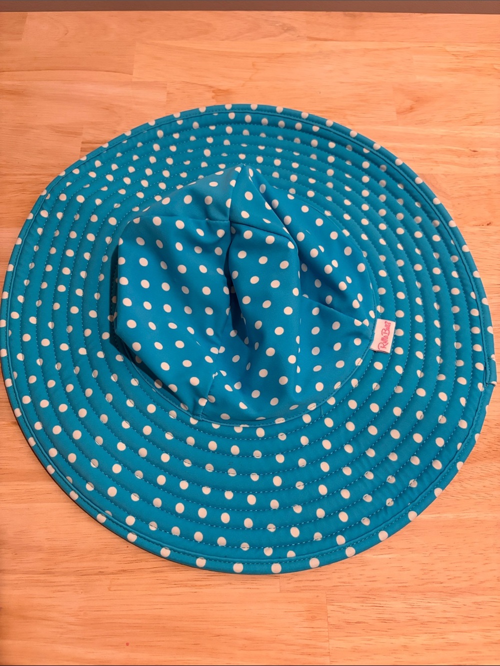 RuffleButts Turquoise Polka Dot Swim Sun Hat 3-5T
